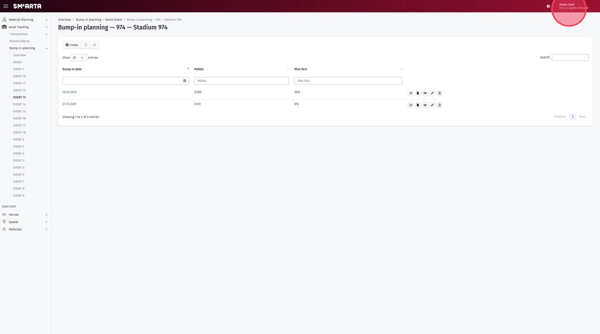 VLM bump-in interface